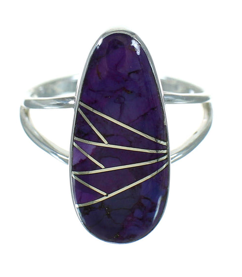 Southwest Magenta Turquoise Authentic Sterling Silver Ring Size 7-1/2 YX89459